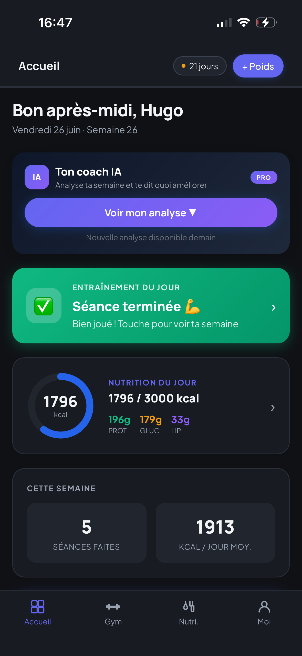 Application Shape.io — écran d'accueil