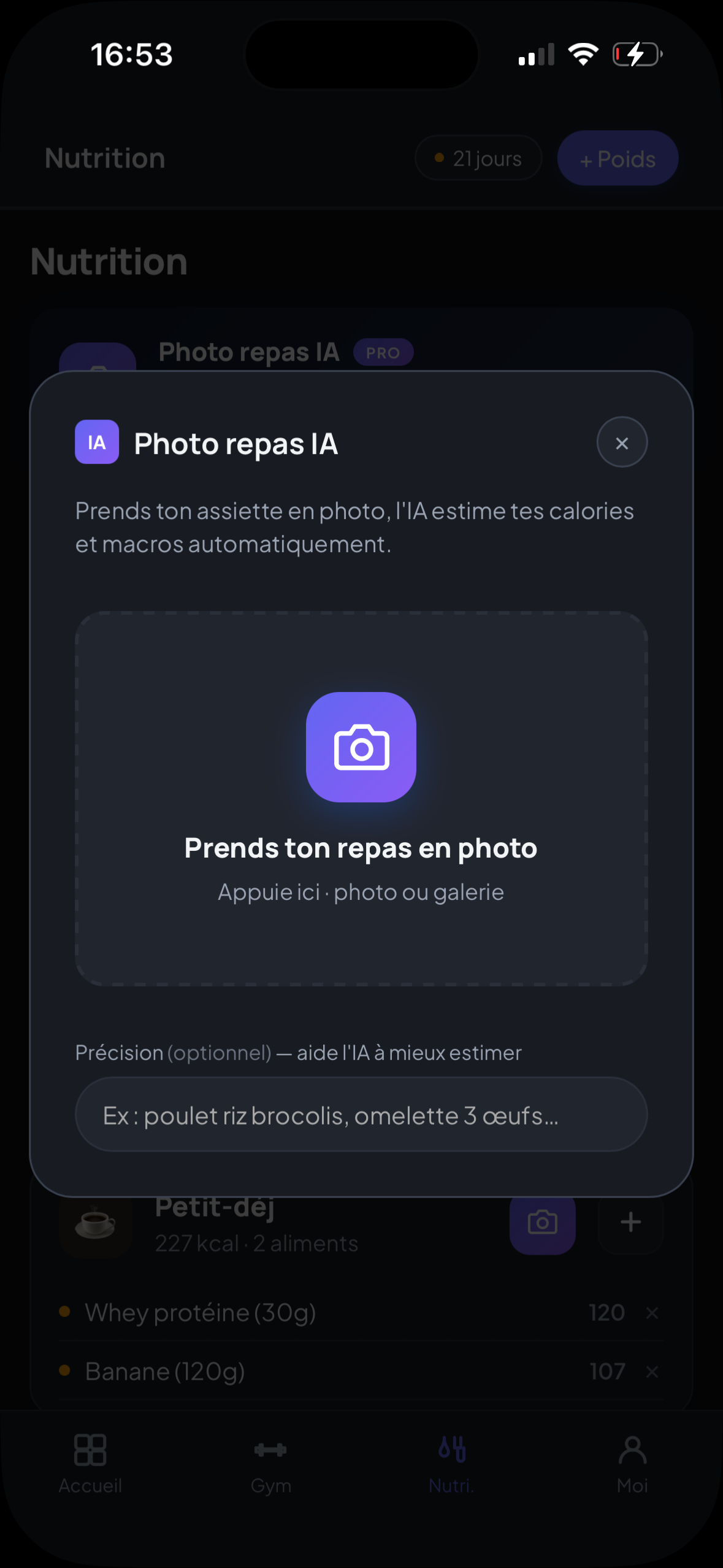 Photo repas IA Shape.io